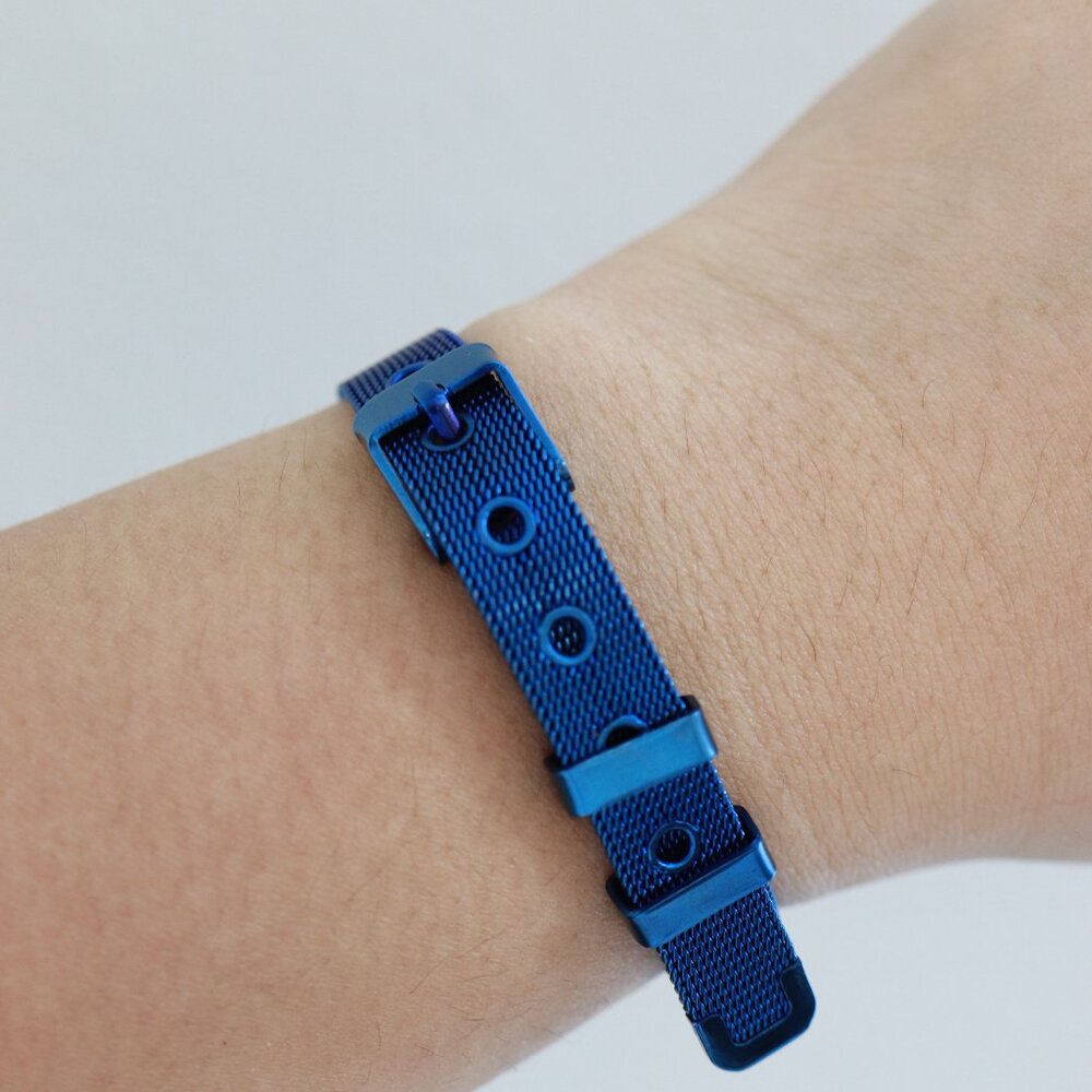 Blue Belt Mesh Style Bracelet Stainless Steel
